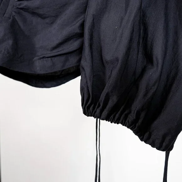 Just Cavalli Black Off Shoulder Ruched Blouse Size 4 | Designer Long Sleeve Top - Picture 5 of 5